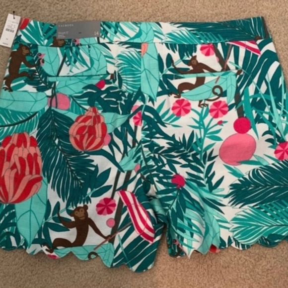 NWT Talbots Preppy 5" Inseam Scalloped Trim Monkey Print Shorts and Top - Picture 6 of 7